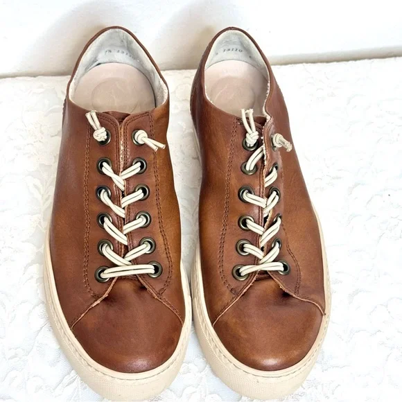PAUL GREEN Hadley Sneakers Cognac Brown Washed Leather Platform UK 7.5 | US 10 - Picture 4 of 14